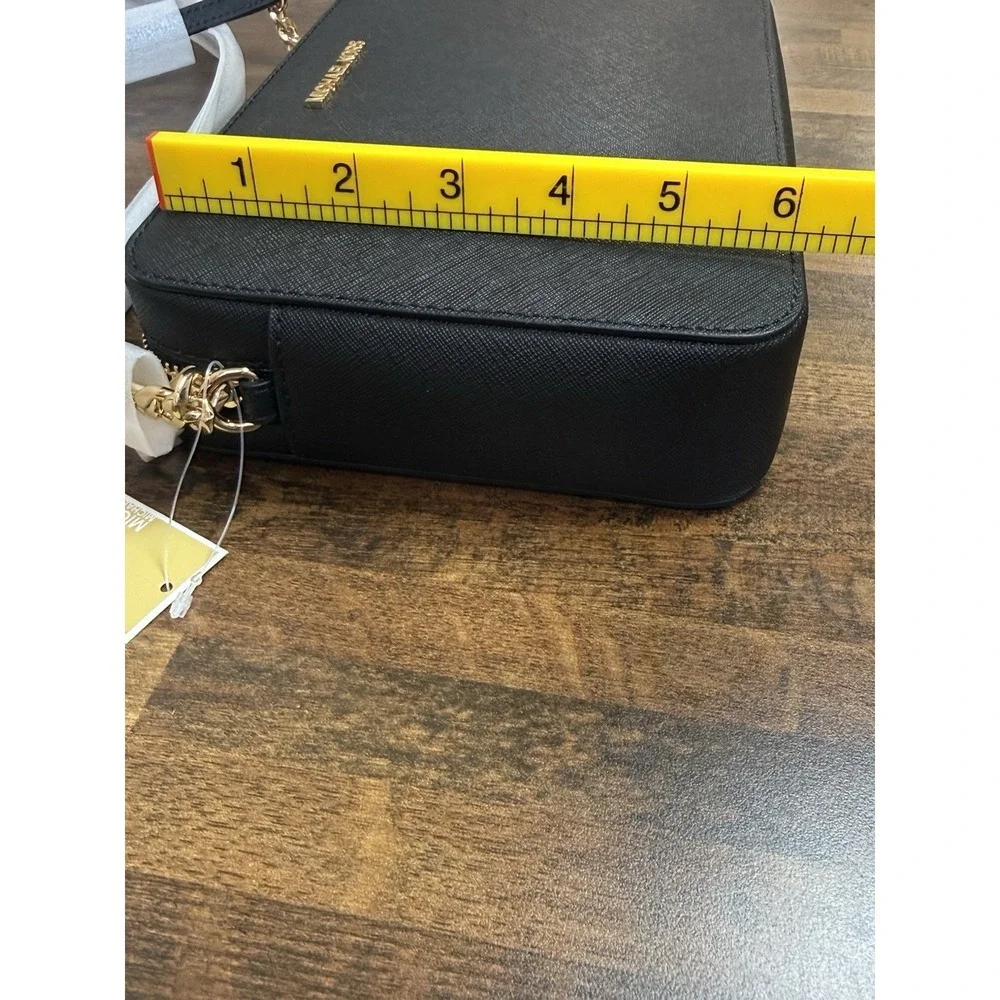 Michael Kors Jet Set Item Large East West Black Gold Crossbody Bag $378